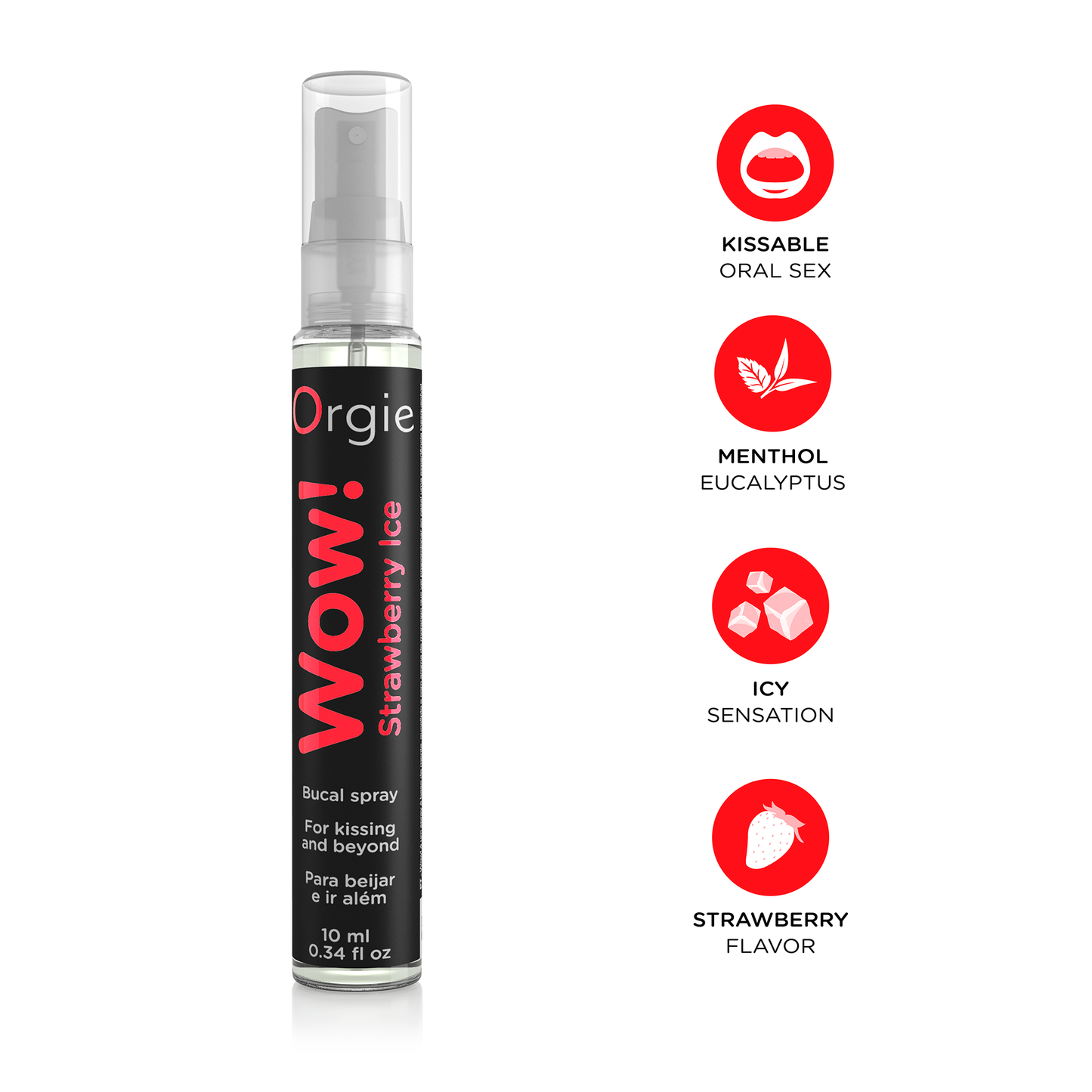 Errengungsgel - WOW Strawberry Ice - Mundspray für Küsse und Oralsex