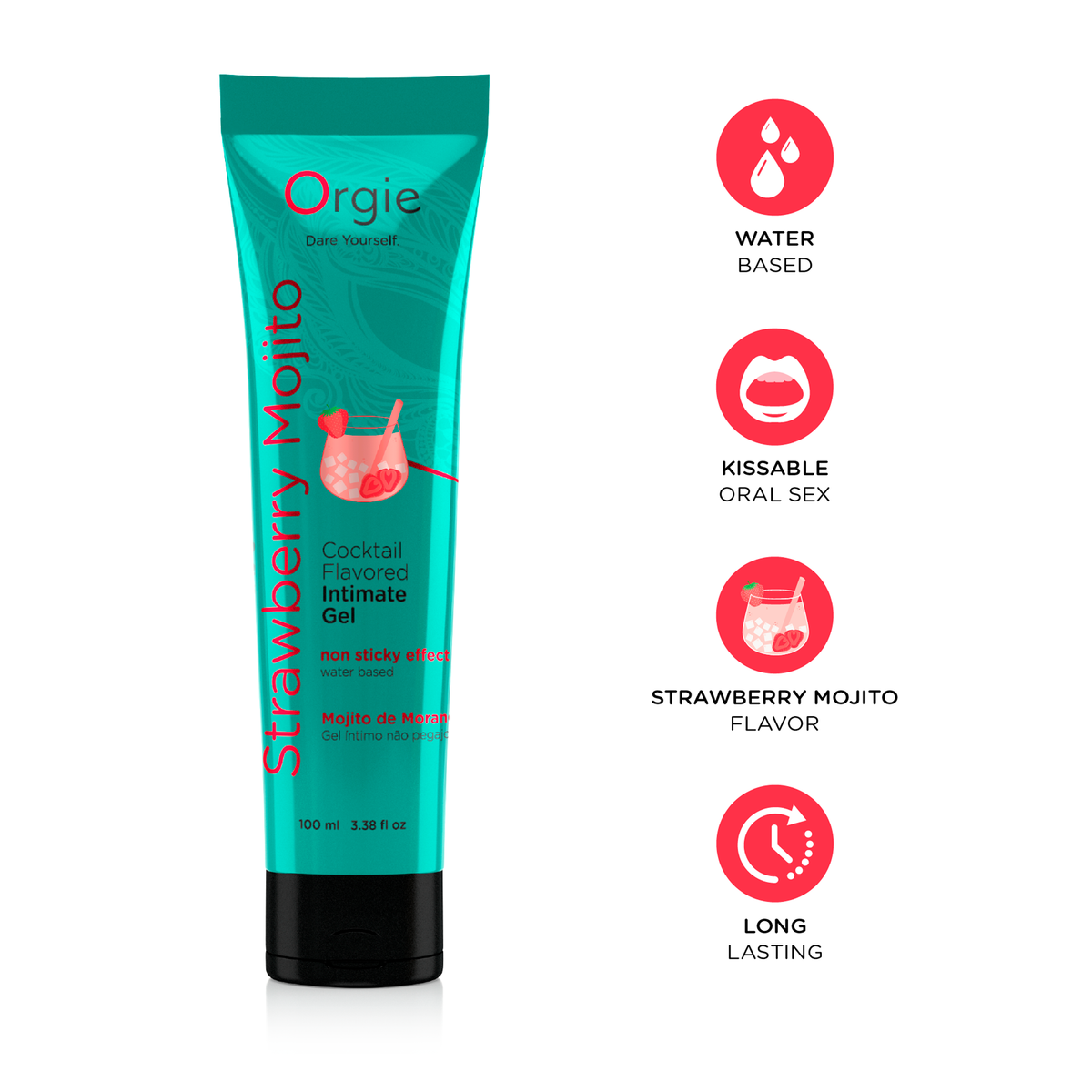 Water-based intimate gel - Lube Tube Cocktail Strawberry Mojito - 100 ml